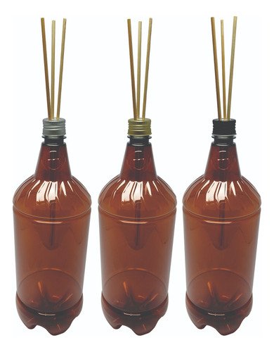 12 Frascos Plástico Âmbar 2l Tampa Difusor Varetas Gr2