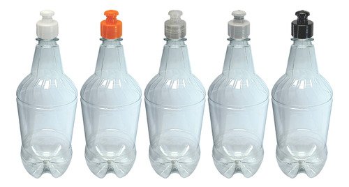 48 Frascos Plásticos Cristal Pet 1l Com Tampa Pushpull Gr2