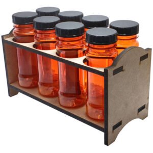 2 Porta Temp Mdf Cru 8 Frasco 120ml Laranja Rosca S/ Lacre