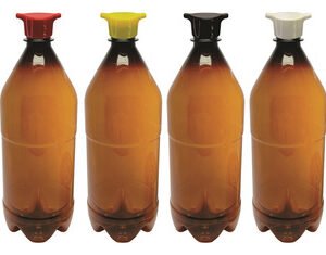 6 Frascos Plástico Âmbar Pet 1l Tampa Rosca 2 Bico Agu