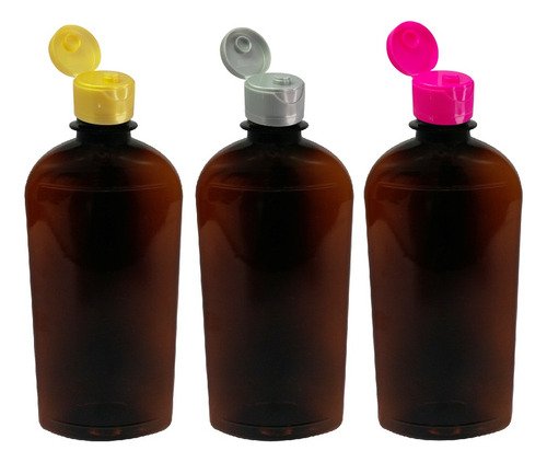 945 Frascos Plástico Âmbar Pet 400ml C/ Tampa Fliptop Min - Imagem 3