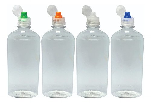 135 Frascos Cristal Pet 400ml Tampa Sport Fliptop Min