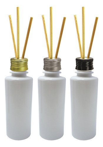 94 Frasco Plástico Branco 200ml Tampa Difusor Varetas Cos