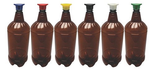 24 Frascos Plástico Âmbar Pet 2l Tampa Rosca 2 Bico Gr2