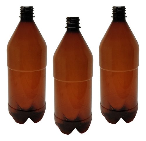 6 Frascos Plástico Âmbar Pet 1l Com Tampa Disktop Agu - Imagem 5