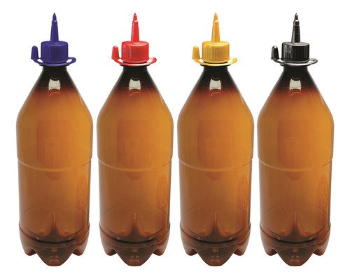 51 Frascos Plástico Âmbar Pet 1l C/ Bico Aplicador Agu