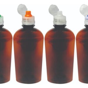 64 Frascos Plástico Âmbar Pet 400ml Tampa Sport Fliptop Min