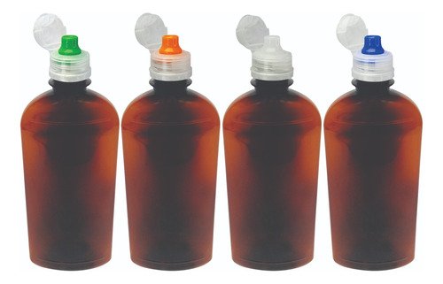 945 Frascos Plástico Âmbar Pet 400ml Tampa Sport Fliptop Min