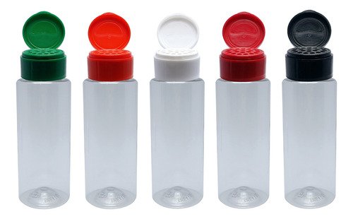 240 Frascos Plástico Cristal Pet 200ml Tampa Peneira Con
