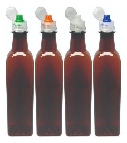 128 Frascos Plástico Âmbar Pet 500ml Tampa Sport Fliptop Aze