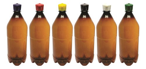 6 Frascos Plástico Âmbar Pet 1l Tampa Rosca 2 Bico Agu - Imagem 2