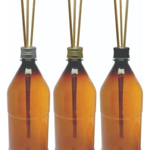 6 Frascos Plástico Âmbar 1l Tampa Difusor Varetas Agu