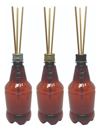 40 Frascos Plástico Âmbar 500ml Tampa Difusor Varetas Gr2