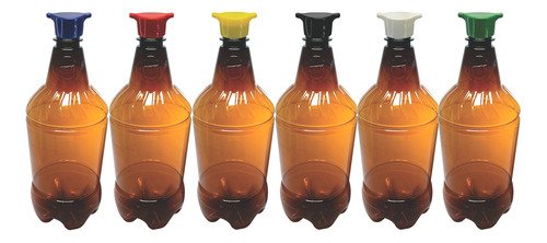48 Frascos Plásticos Âmbar Pet 1l Tampa Rosca 2 Bico Gr2