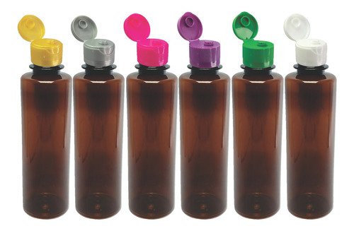 216 Frascos Plásticos Âmbar Pet 250ml C/ Tampa Fliptop Cos - Imagem 3