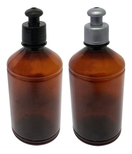 678 Frascos Plástico Âmbar Pet 500ml C/ Tampa Pushpull Far - Imagem 2