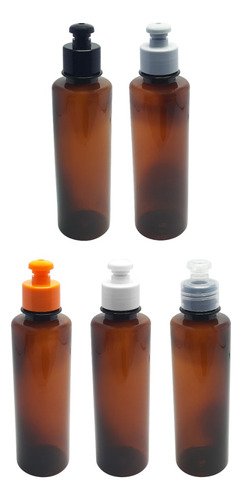 27 Frascos Plástico Âmbar Pet 250ml C/ Tampa Pushpull Cos