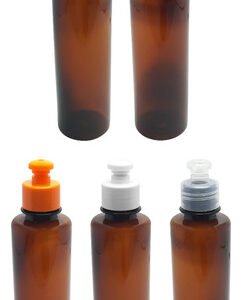 518 Frascos Plástico Âmbar Pet 250ml C/ Tampa Pushpull Cos