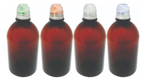48 Frascos Âmbar Pet 500ml Tampa Sport Fliptop Sab - Imagem 2