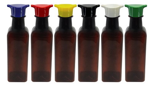 27 Frasco Plástico Âmbar Pet 250ml Com Tampa 2 Bico Aze