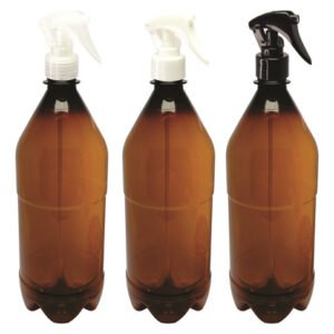 6 Frascos Plástico Âmbar 1l Válv Mini Gatilho Agu