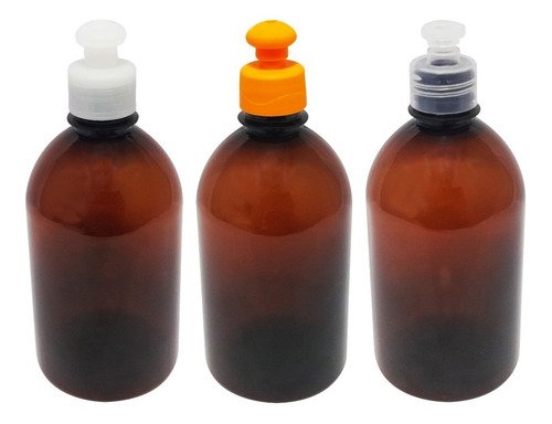 678 Frascos Plástico Âmbar Pet 500ml C/ Tampa Pushpull Sab
