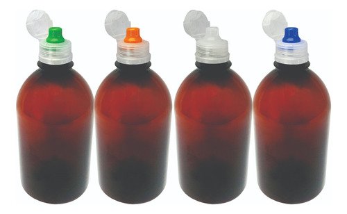 48 Frascos Âmbar Pet 500ml Tampa Sport Fliptop Sab