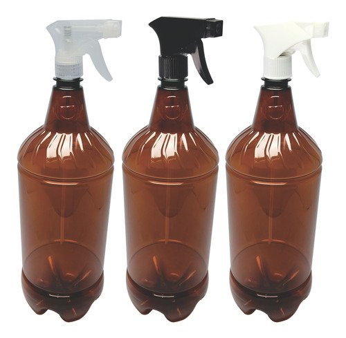 2 Frascos Plásticos Âmbar 2l Válvula Gatilho Gr2