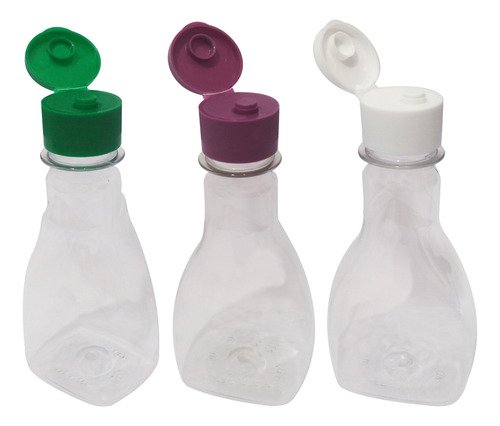 1323 Frascos Plástico Cristal 200ml C/ Tampa Fliptop Mol - Imagem 2