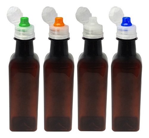 211 Frasco Plástico Âmbar Pet 250ml Tampa Sport Fliptop Aze