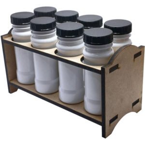 1 Porta Temp Mdf Cru 8 Frasco 120ml Branco Rosca S/ Lacre