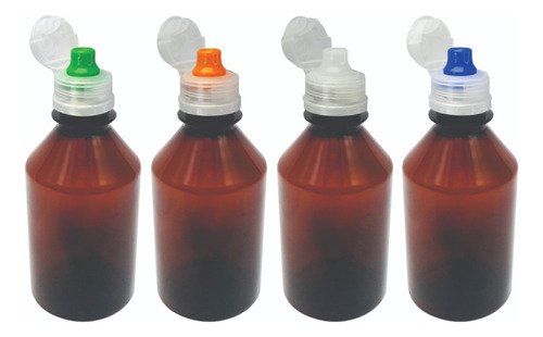 180 Frasco Plástico Âmbar 250ml Pet Tampa Sport Fliptop Far