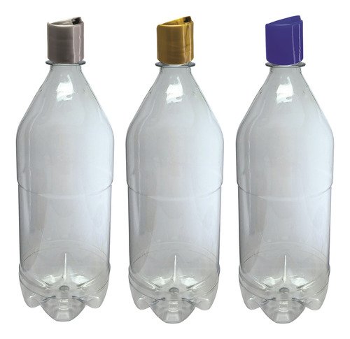 6 Frascos Plástico Cristal Pet 1l Com Tampa Disktop Agu - Imagem 3