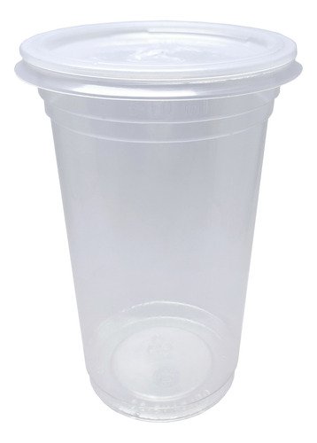 100 Copos Descartáveis Plásticos Tampa C/ Furo Pp 500/550ml