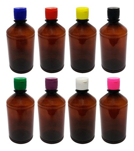678 Frascos Plástico Âmbar Pet 500ml C/ Tampa Fliptop Far - Imagem 3
