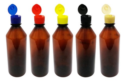 765 Frascos Plástico Âmbar Pet 500ml C/ Tampa Fliptop Cos