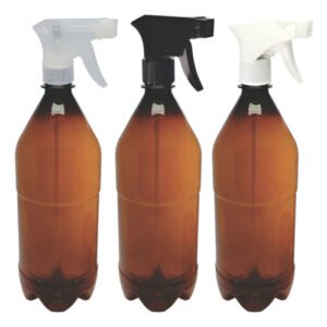 6 Frascos Plástico Âmbar 1l Válvula Gatilho Agu