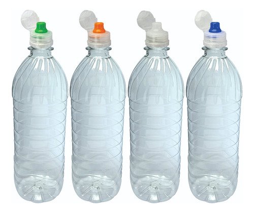 25 Frascos Cristal Pet De 1l Tampa Sport Fliptop Suc
