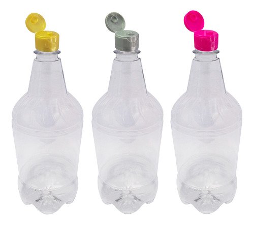 48 Frascos Plásticos Cristal Pet 1l Batoque Fliptop Gr2 - Imagem 3
