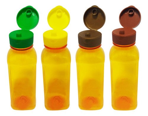 1254 Frascos Plástico Laranja Pet 300ml Tempero Fliptop Qua
