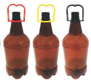 5 Frascos Plásticos Âmbar Pet 1l Com Alça 2 Dedos Gr2