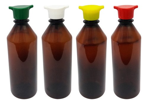 765 Frasco Plástico Âmbar Pet 500ml Tampa Rosca 2 Bico Cos