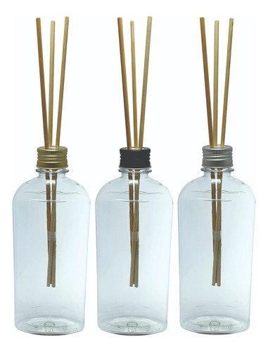 16 Frascos Plástico Cristal 400ml Tampa Difusor Varetas Min