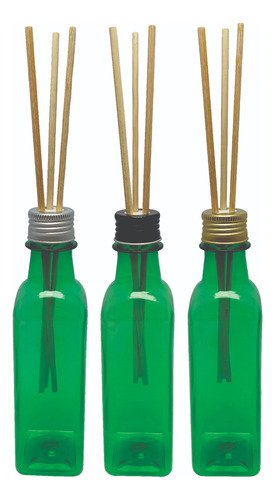 211 Frascos Plástico Verde 250ml Tampa Difusor Varetas Aze
