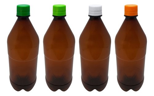 6 Frascos Plástico Âmbar Pet 1l Tampa S Batoque Agu - Imagem 2