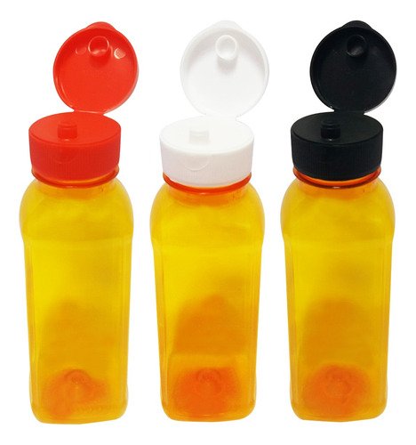 1254 Frascos Plástico Laranja Pet 300ml Tempero Fliptop Qua - Imagem 2