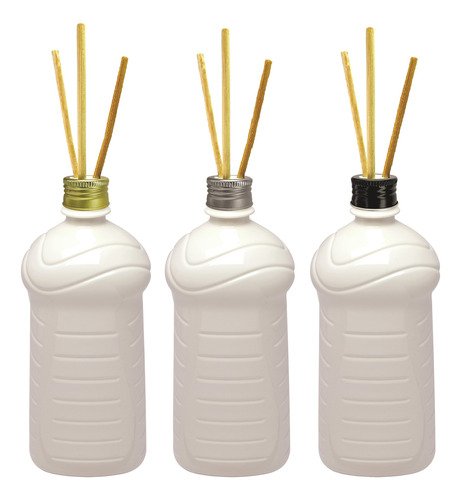 27 Frascos Plástico Brancos 1l Tampa Difusor Varetas Ama
