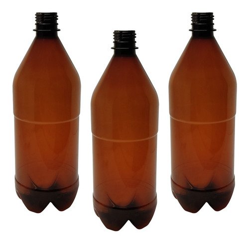 364 Frascos Plástico Âmbar Pet 1l Vazios Sem Tampas Agu