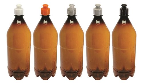 51 Frascos Plástico Âmbar Pet 1l Com Tampa Pushpull Agu - Imagem 2
