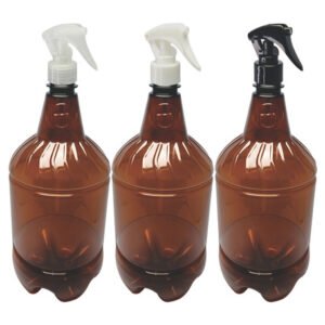 3 Frascos Plástico Âmbar Pet 1,5l Com Válv Mini Gatilho Gr2
